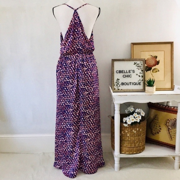 Collective Concepts Hi-Lo Blue/Orange Maxi Dress - Picture 5 of 8